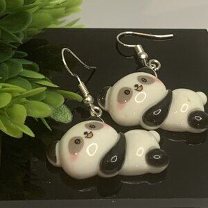 Panda Earring, Panda Bear Jewelry, Gift, Panda Jewelry, Silly Animal Earring